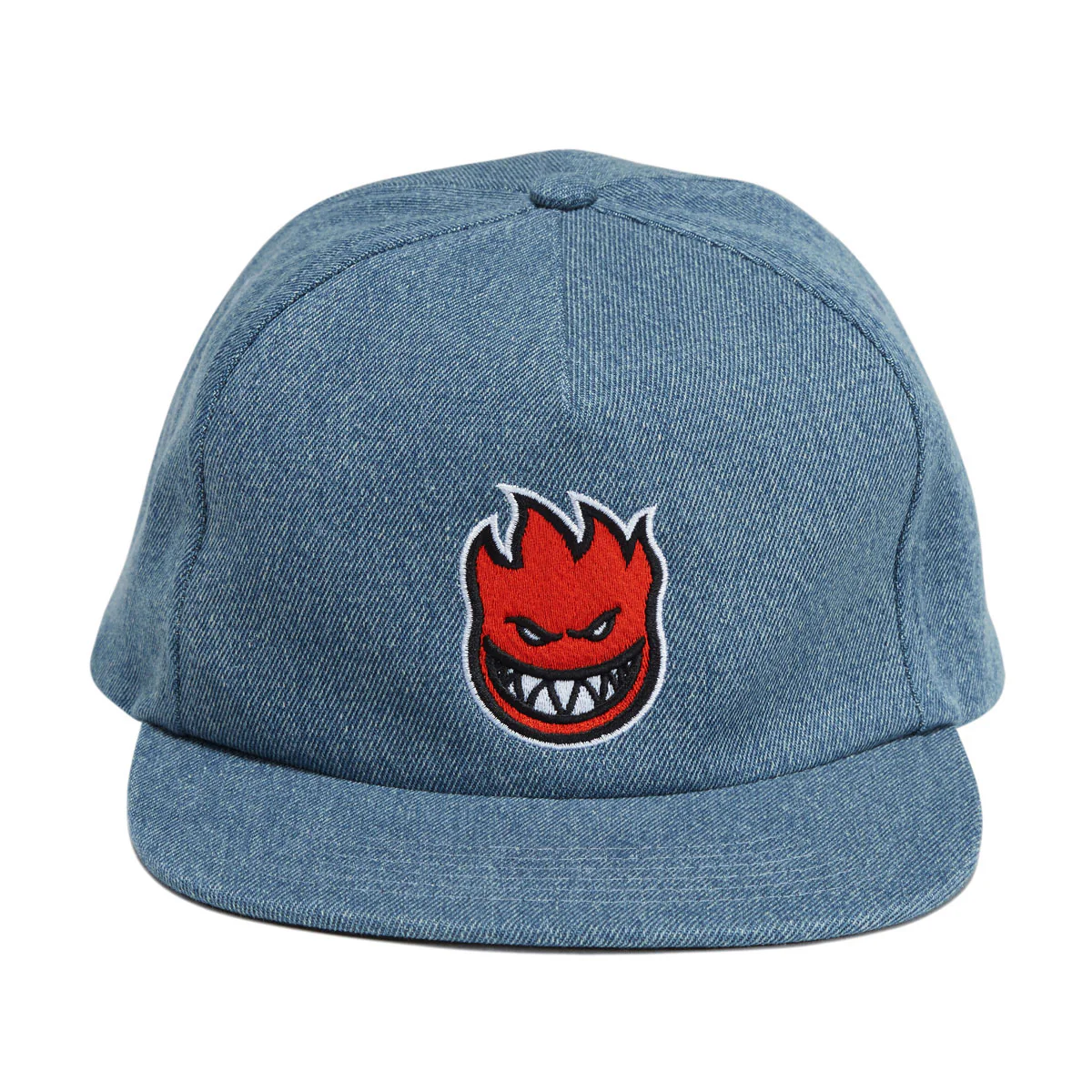Spitfire Bighead Fill Snapback Hat - Washed Denim/Red - Image 2
