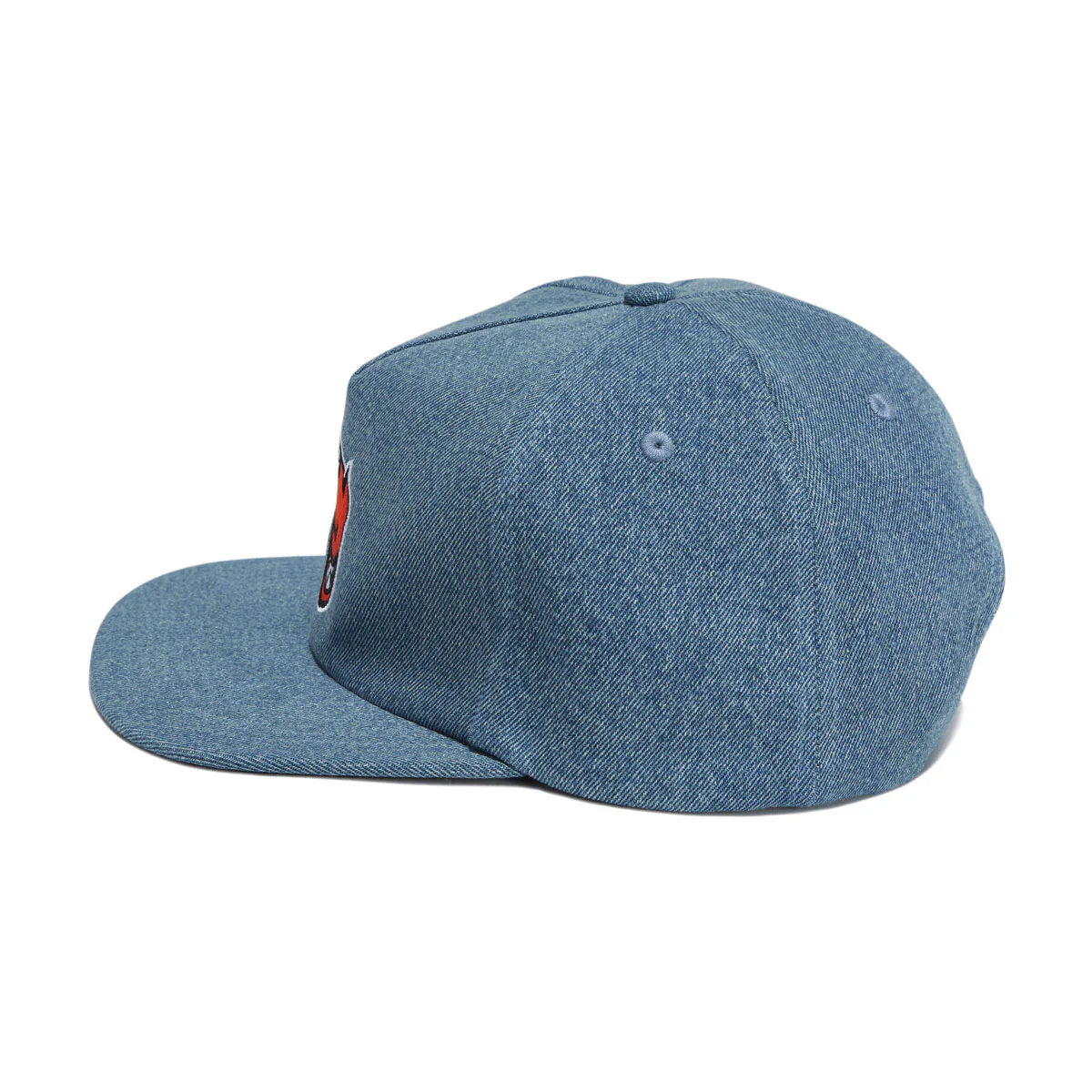 Spitfire Bighead Fill Snapback Hat - Washed Denim/Red - Image 4