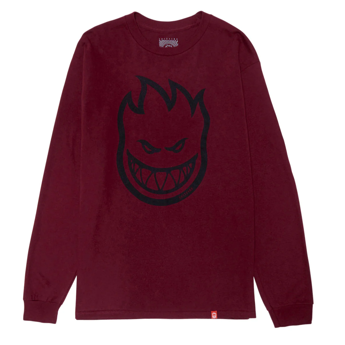 Spitfire Bighead Long Sleeve T-Shirt - Maroon/Black