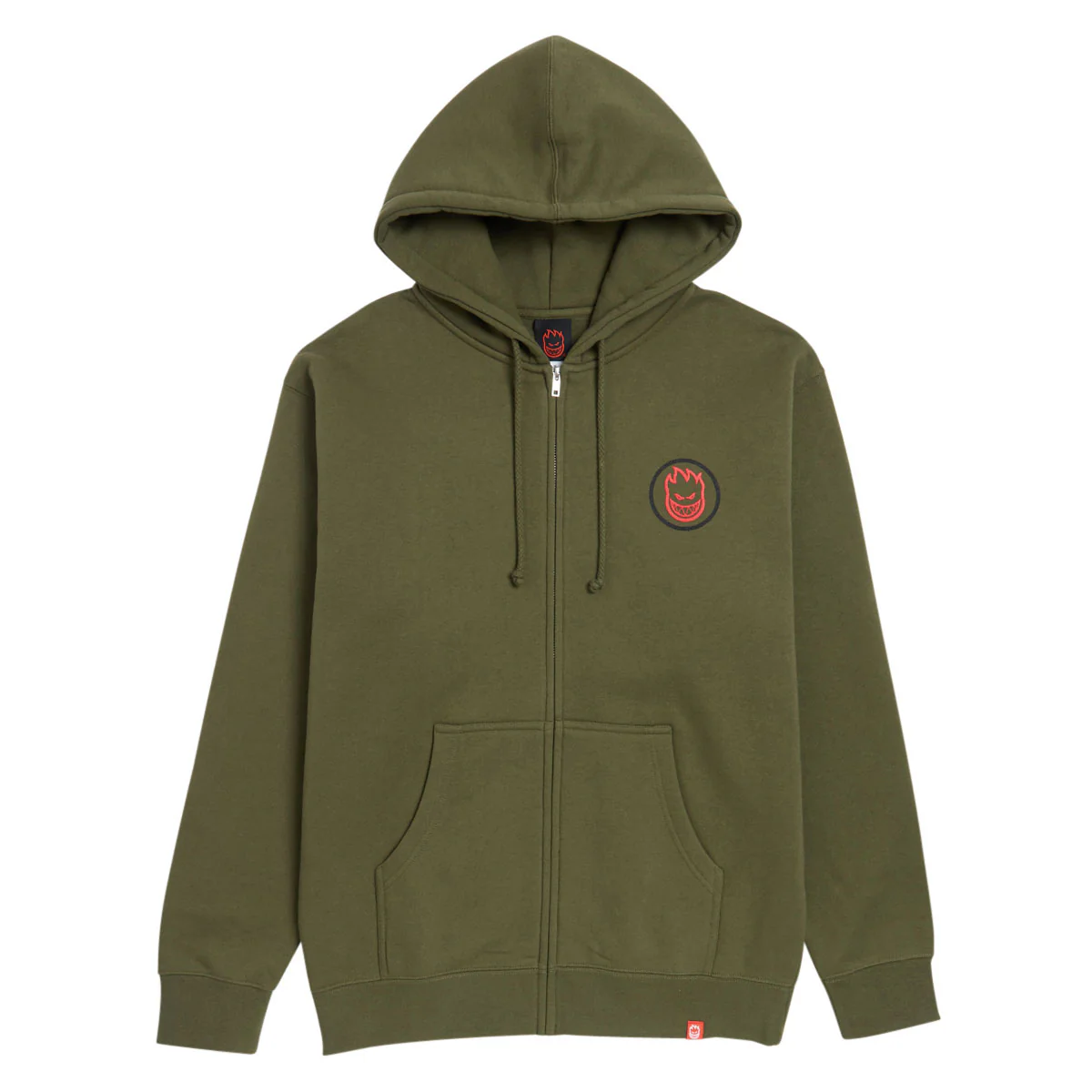 Spitfire Classic Swirl Overlay Zip Hoodie - Army/Black/Red