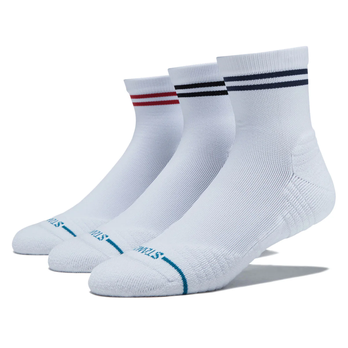 Stance Lined Up Mid Quarter 3 Pack Of Socks - White