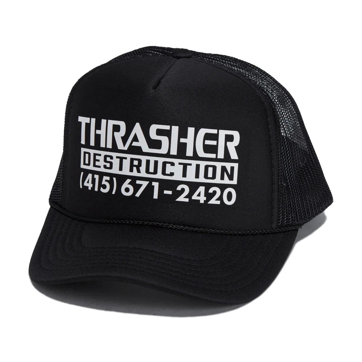 Thrasher Destruction Trucker Hat - Black/Black