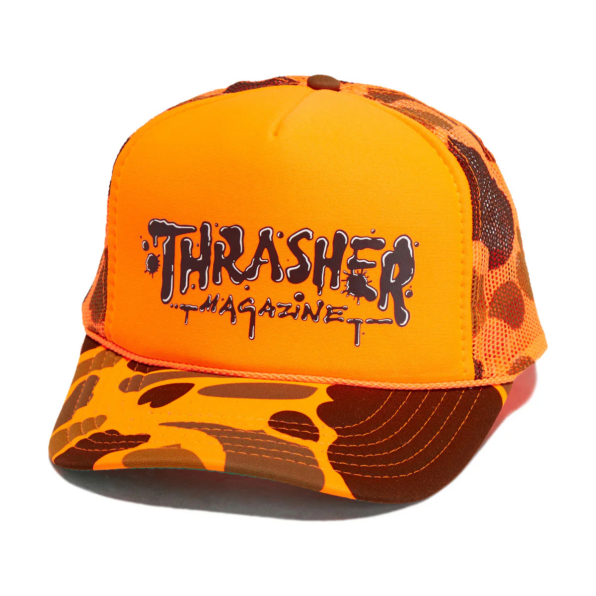 Thrasher Wet Paint Trucker Hat - Orange Camo