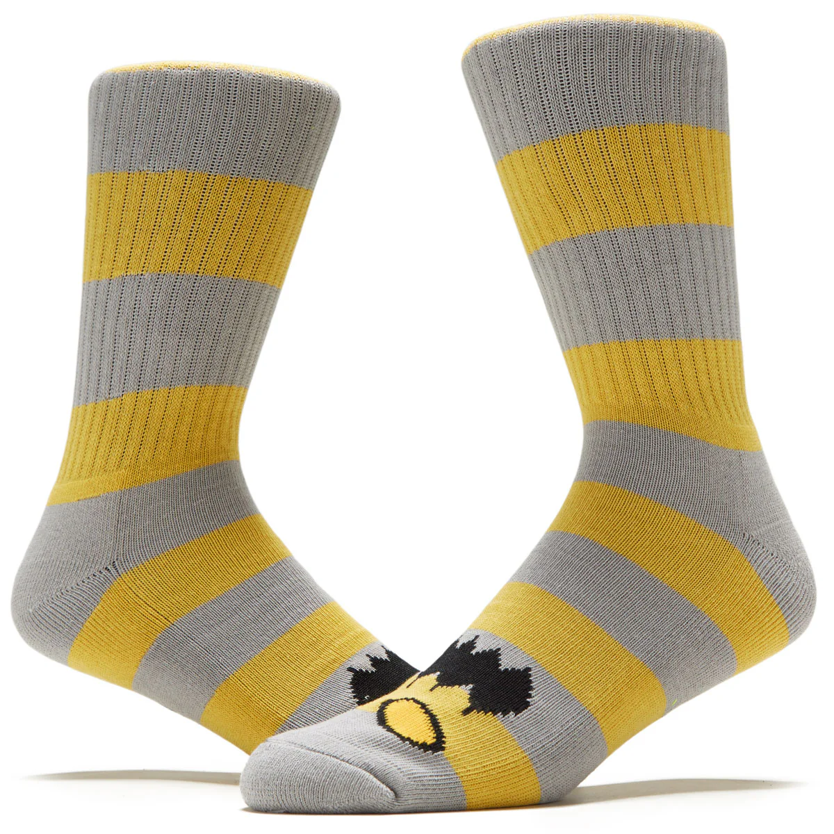Toy Machine Monster Big Stripe Socks - Yellow/Grey - Image 2