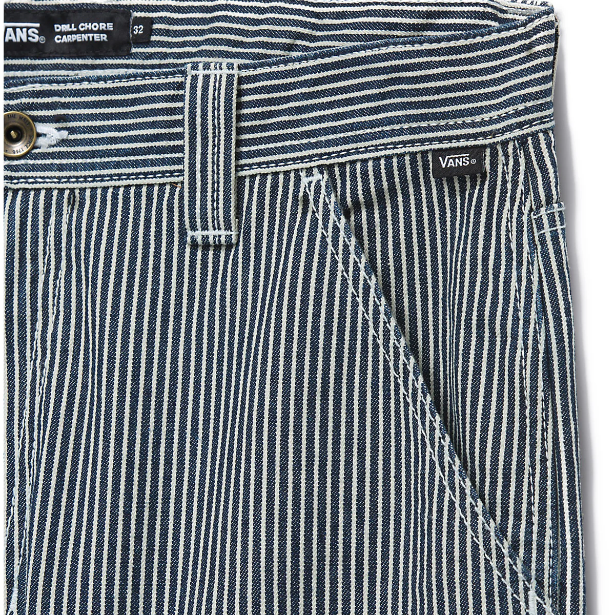 Vans Drill Chore Loose Tapered Carp Hickory Stripe Pants - Indigo - Image 4