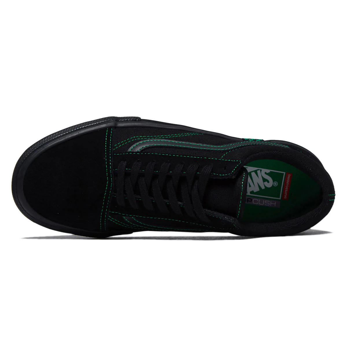 Vans Skate Old Skool Shoes - Black/Black/Green - Image 3