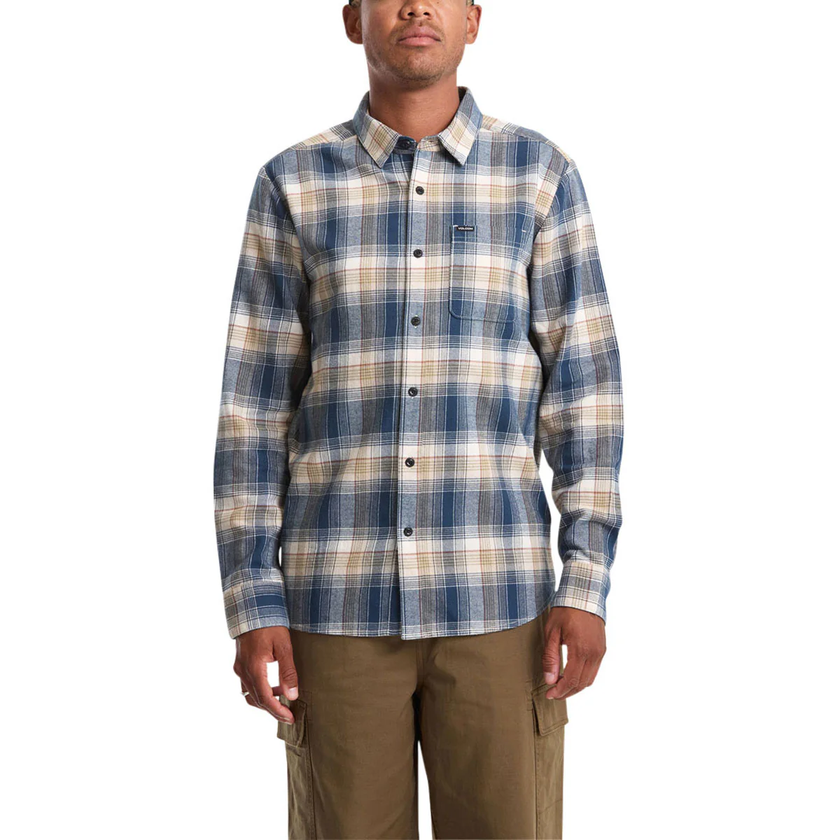 Volcom Caden Plaid Long Sleeve Shirt - Dirty White