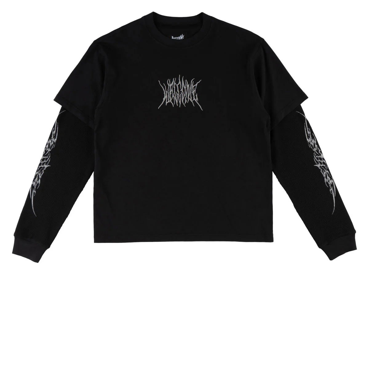 Welcome Caste Layered Long Sleeve Knit T-Shirt - Black/Grey