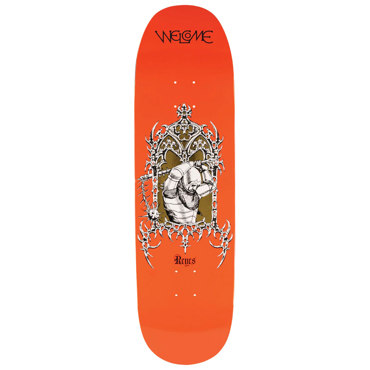 Welcome Flail Ryan Reyes On Baculus 2.0 Skateboard Deck - Tangerine/Gold Foil - 9.00"