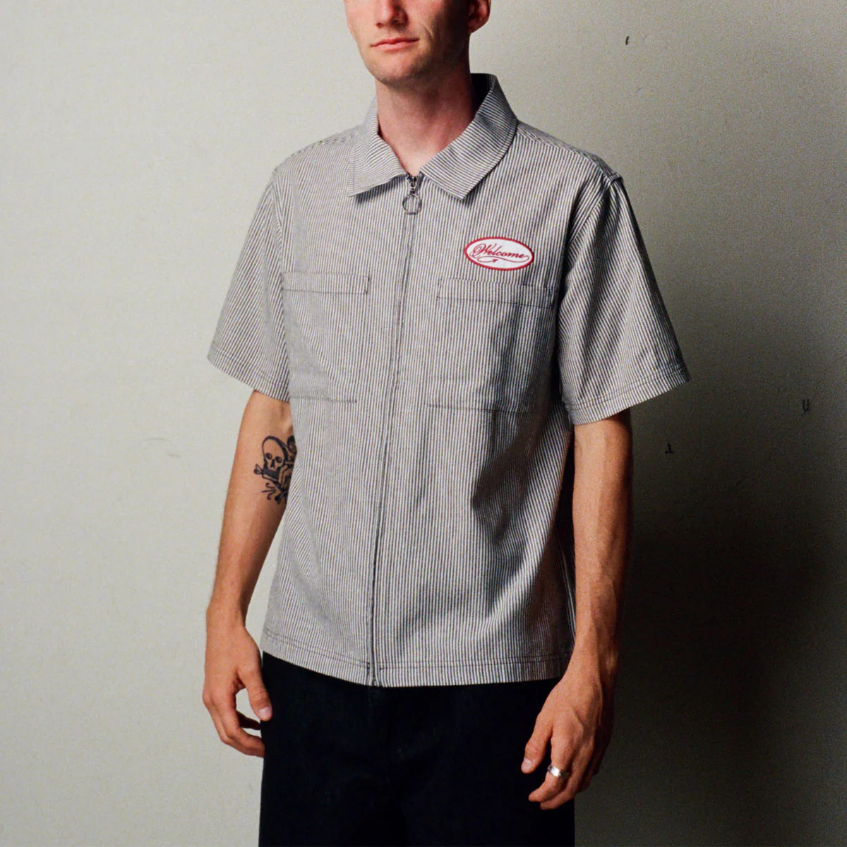 Welcome Garage Oxford Shirt - Black/Grey - Image 4