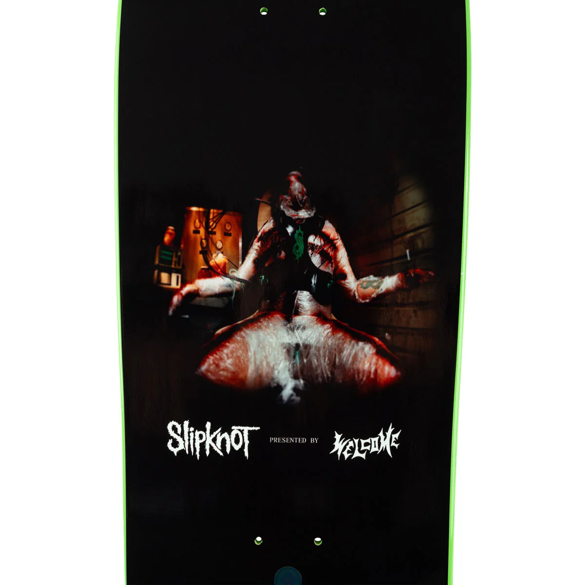 Welcome x Slipknot Self-Titled On Gaia Skateboard Deck - Black/Green Dip - 9.60" - Image 5