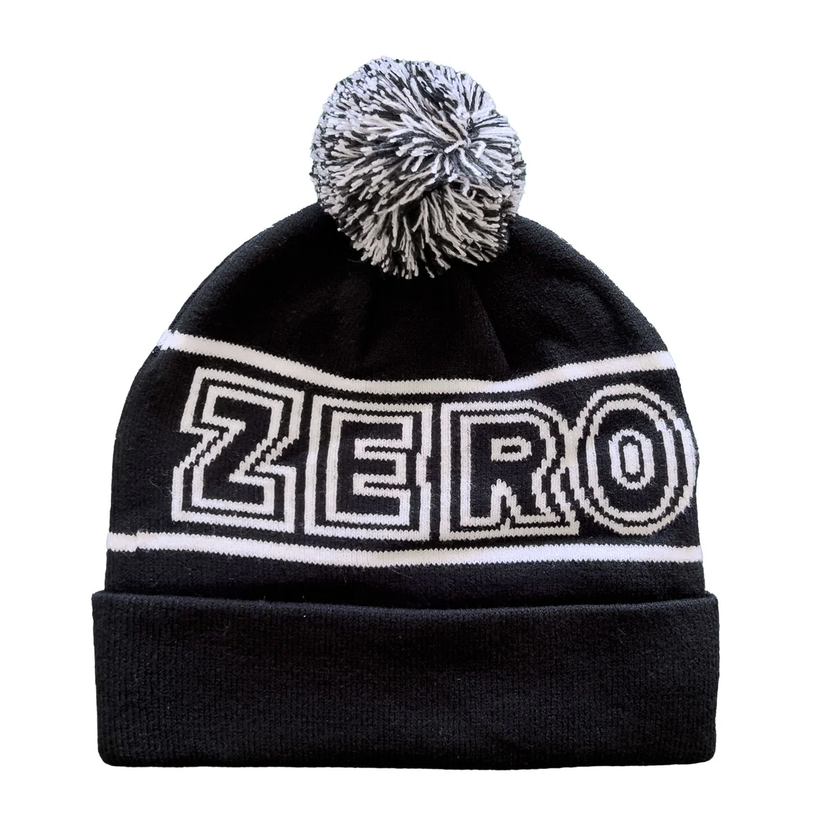 Zero Bold Pom Beanie - Black/White
